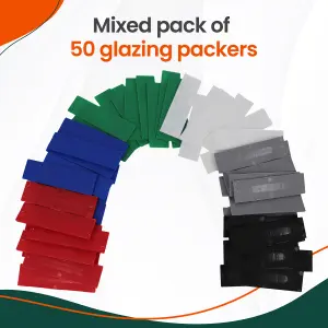 50 Pack Assorted Plastic Window and Glazing Packers Spacers 1mm to 6mm Flat Spacers Frame Fixing