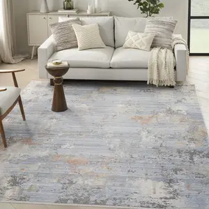 Grey Blue Modern Abstract Easy To Clean Living Room Bedroom & Dining Room Rug-160cm X 229cm