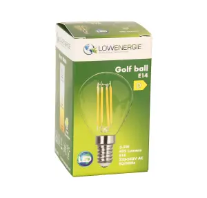 40w Equivalent LED Filament Light Bulb G45 Golf Ball E14 Screw 3.5w LED - Warm White