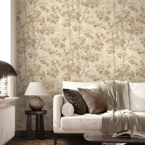 Belgravia Décor Giorgio Tree Natural Textured Wallpaper