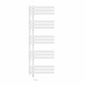 Rinse Bathrooms Designer Electric Thermostatic Heated Towel Rail D Shape Bathroom Ladder Style Radiator Warmer 1600x600mm White