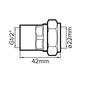 Flomasta Compression fitting Yellow Female Straight Equal Coupler (Dia)22mm (L)42mm