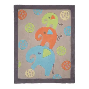 Flair Rugs Childrens/Kids Elephant Design Floor Rug Multicoloured (80cm x 100cm)