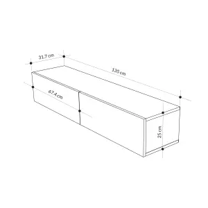 Decortie Francy Modern TV Unit Multimedia Centre 135 Oak White with Storage TV Cabinet 135cm