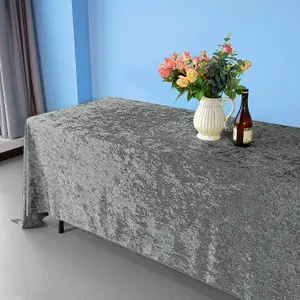 Diamond Velvet Rectangle Tablecloth, Sliver , 90 Inch x 156 Inch