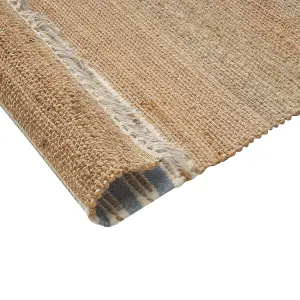 Jute Area Rug 80 x 150 cm Beige and Light Blue MIRZA