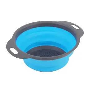 Blue Collapsible Kitchen Silicone Colander Strainer Bowl