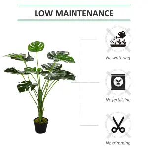 Outsunny 85cm Artificial Monstera Tree Fake Plant in Pot Indoor Outdoor Décor