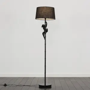 ValueLights Modern Black Hanging Monkey Floor Lamp With Black Tapered Shade - Includes 6w LED Bulb 3000K Warm White