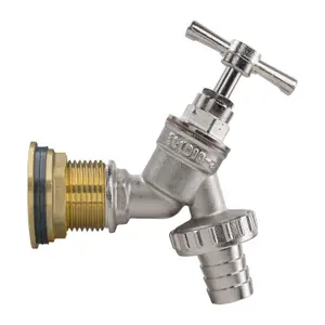 Water Butt Replacement Tap BRASS Metal Lever UK Bib Outlet Barb Quick Hosepipes Nickel Plated Brass Bib (Barbed)