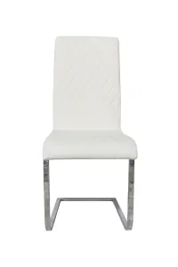 Pair of Cantilever Faux Leather Dining Chairs in Pure White