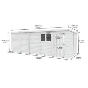 DIY Sheds 20x8 Pent Shed - Single Door Without Windows