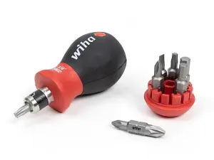 Wiha 33738 Magnetic SoftFinish Stubby Screwdriver with Bit Magazine SL, PH WHA33738