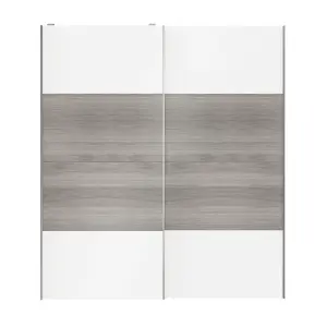 Atomia Panelled Grey & white oak effect 2 door Sliding Wardrobe Door kit (H)2250mm (W)2000mm