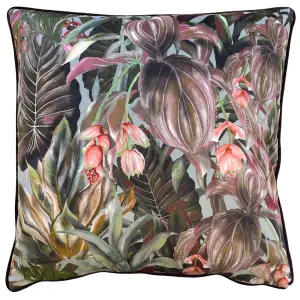 Wylder Mogori Wild Medinilla Piped Velvet Feather Filled Cushion