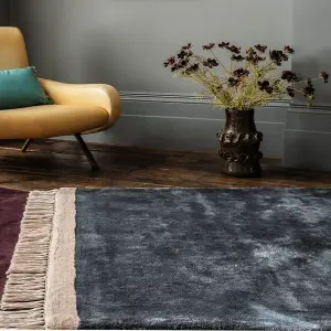 Petrol/Pink Handmade Kilim Luxurious Modern Plain Easy to clean Rug for Dining Room Bed Room and Living Room-200cm X 290cm