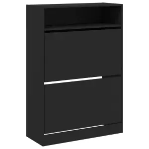 Shoe Cabinet with 2 Flip-Drawers Black 80x34x116 cm