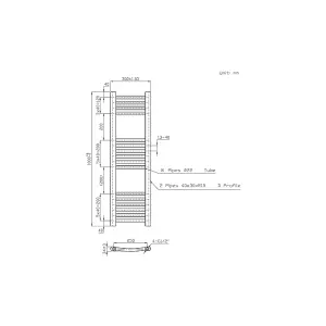 Rinse Curved Bathroom Heated Towel Rail Ladder Radiator Anthracite 1000x300mm