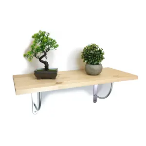 Solid Pine Rustical Shelf Primed with LUK05 Bracket 25x70cm