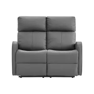 2 Seater Manual Reclining Sofa in Grey Leather - Parma