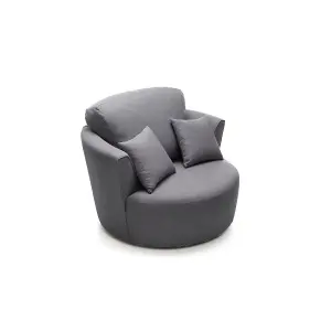 Darcy Swivel Chair in Dark Grey Linen Fabric