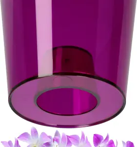 Plant Orchid Pot Plastic  Gloss Oval Planter 12 cm Purple transparent