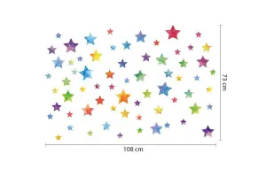 Walplus Colourful Watercolour Stars X 4 Packs Kids Sticker PVC Multicoloured