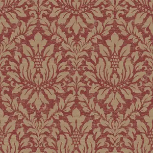 Galerie Stripes And Damask 2 Red Stitched Damask Smooth Wallpaper