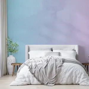 Misty Blue & Purple Watercolour Gradient Wallpaper Mural - Peel & Stick Wallpaper - Size Medium (400 x 250 cm)