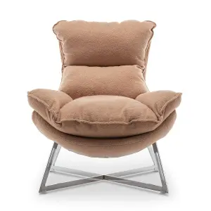 Teddy Boucle Fabric Light Brown Pierina Accent Chair