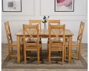 Oslo 150 x 90 cm Medium Oak Dining Table and 6 Chairs Dining Set with Berkeley Chairs