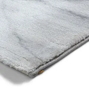 Ivory Silver Abstract Modern Easy to Clean Bedroom Dining Room And Living Room Rug -120cm X 170cm