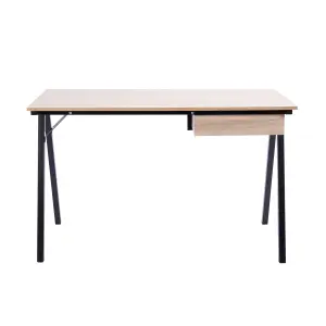 Nautilus Designs Oak Computer Desk with Black Frame & Suspended Underdesk Drawer