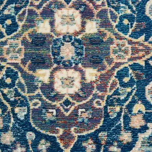 Navy Multicolor Luxurious Traditional Persian Bordered Floral Rug Easy to clean Living Room Bedroom and Dining Room-269cm X 361cm