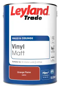 Leyland Trade Vinyl Matt Walls & Ceilings Emulsion Paint Orange Flame (04E53) 5L