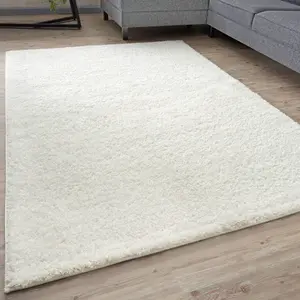 Myshaggy Collection Living Room Rugs Solid Design  White