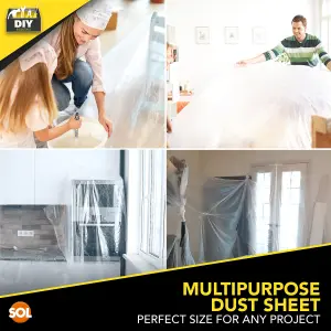 16pk Plastic Dust Sheets for Decorating 3.6m x 2.7m, Large Dust Sheets for Furniture, Dust Sheet Plastic Sheets for Painting, Dust