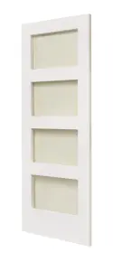 Shaker 4 Panel White Primed Glzd Door 2032 x 813mm