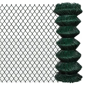 Berkfield Chain Link Fence Steel 1x15 m Green