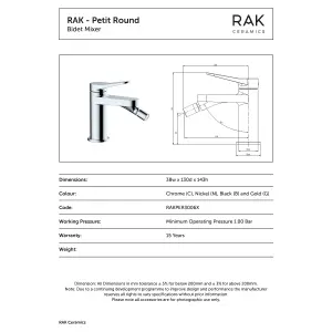 RAK Petit Bidet Brushed Nickel Modern Bidet Tap Solid Brass