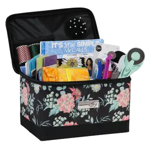 Sewing Case- Black Floral Design- Everything Mary EVM13204-1