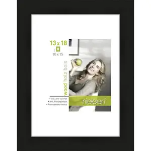 Wood Picture Frame with Mat Black / 18cm H x 13cm W x 3cm D