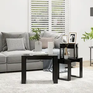 Gobao Nesting Tables 3 pcs Engineered Wood (Set of 3) Black / Black