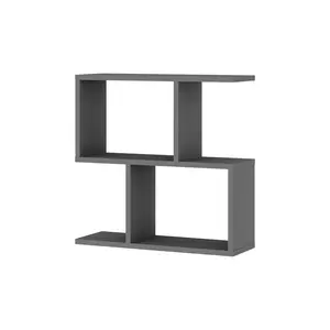 Barbara Side Table Modern 2-Tier Design with Storage Compartments Anthracite