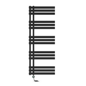 Rinse Bathrooms Designer Electric Thermostatic Heated Towel Rail D Shape Bathroom Ladder Style Radiator Warmer 1600x600mm Black