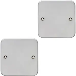 2 PACK Single HEAVY DUTY METAL CLAD Blanking Plate Round Edged Wall Box Hole