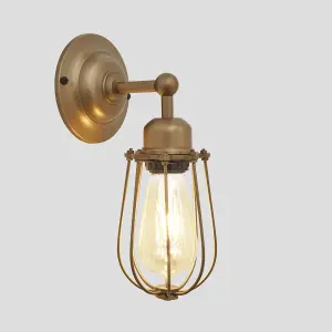 Industville Orlando Wire Cage Wall Light, 4 Inch, Brass