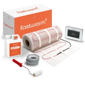 Fastwarm 150W Electric Underfloor Heating Mat Kit - 5m - Touch White Thermostat