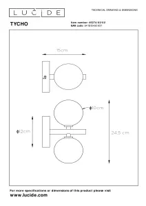 Lucide Tycho Retro Wall Light - 2xG9 - Matt Gold, Brass