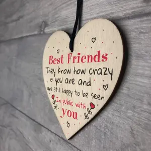 Red Ocean Best Friend Birthday Gift Friendship Sign Shabby Chic Handmade Wood Hanging Heart Thank You Keepsake Plaque